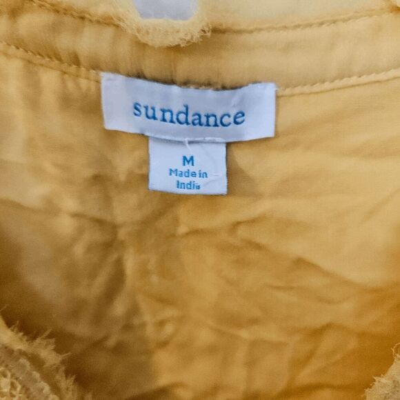 Sundance Boho Blouse Oversized Button Shirt Peasant Victorian Lace V neck Womens - Picture 2 of 4